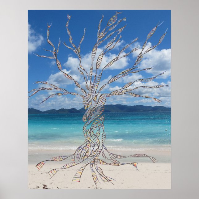 ARBRE ADN ou arbre de vie à la plage POSTER (Devant)