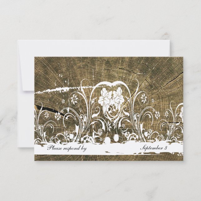 Arbre anneaux dentelle de chabby rsvp avec envelop (Devant)