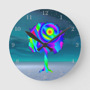 Arbre arc-en-ciel Acrylique Horloge murale