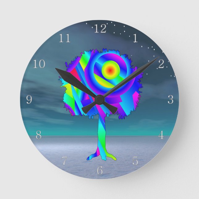 Arbre arc-en-ciel Acrylique Horloge murale (Recto)