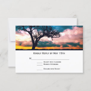 Arbre au coucher du soleil Cartes RSVP de mariage