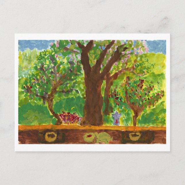 Arbre avec cadeaux et carte postale de tortue (Devant)