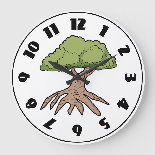 Arbre avec la longue horloge de racines (Recto)