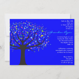 Arbre Baptême Christening Custom Invitation garçon
