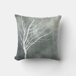 arbre blanc de coussin d'art de nature sur le gris