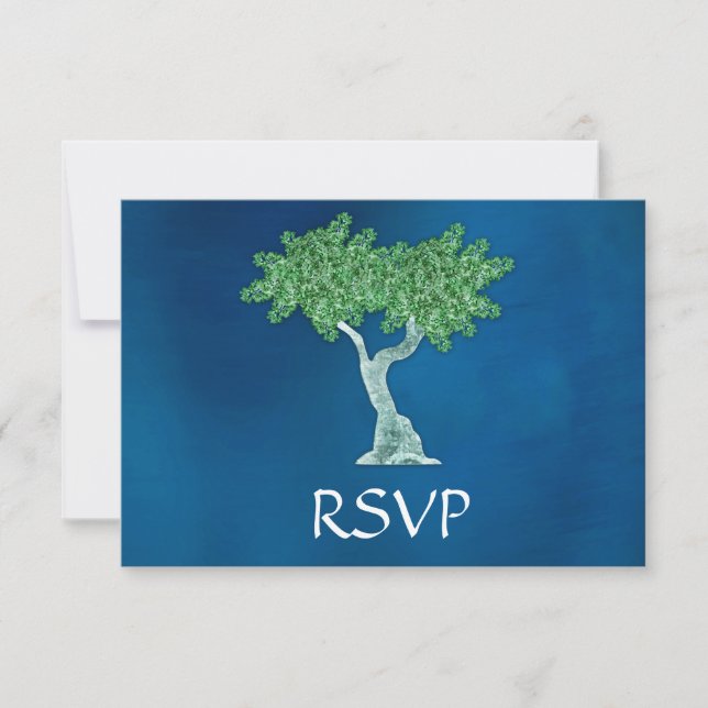 Arbre bleu vert de vie Barre Mitzvah RSVP (Devant)