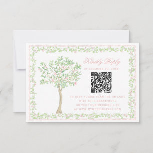 Arbre Blush Sucré Floral avec cadre RSVP Code QR