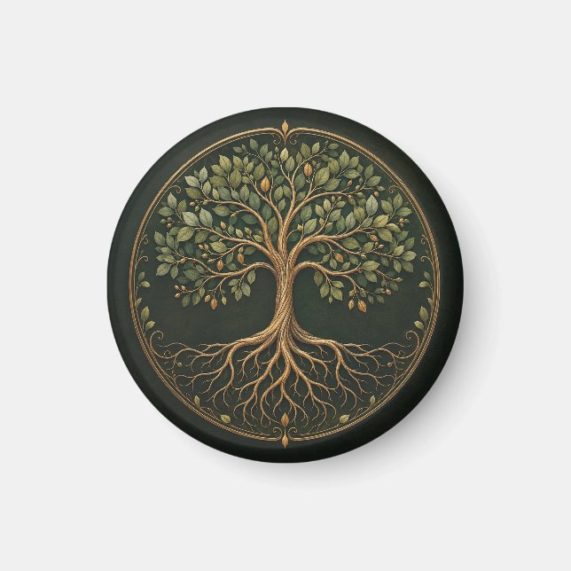 Arbre botanique, Arbre de Vie, Magnet Rond (Devant)