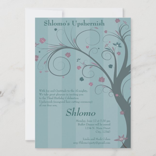 Arbre boule - invitation bleue (Devant)