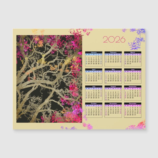 Arbre brun  2026  calendrier magnétique (Devant)