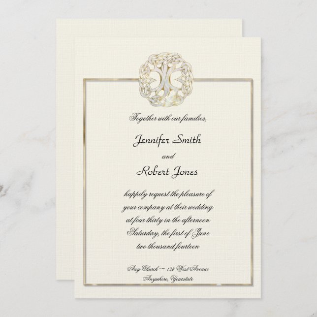 Arbre celtique de faire-part de mariage de chardon (Devant / Derrière)