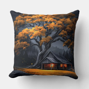 Arbre chêne doré & Coussin d'art de cabane confort