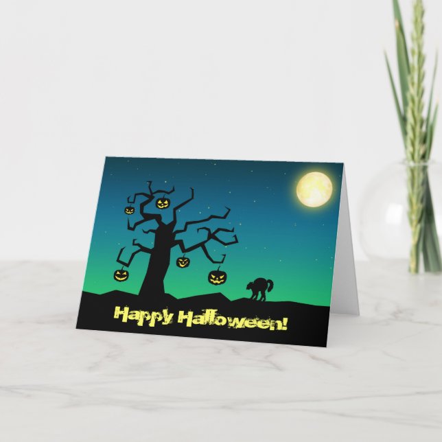 Arbre Citrouille éffrayant Halloween - Carte de vo (Devant)