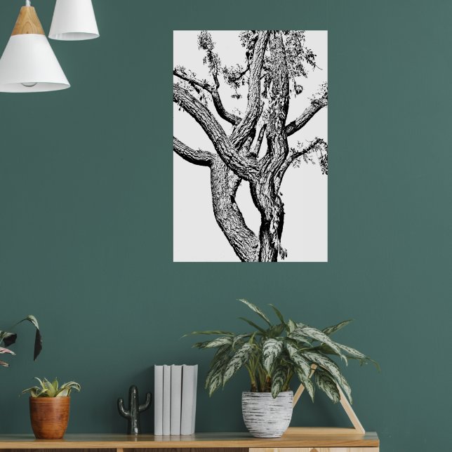 Arbre courbé en Poster noir et blanc (Salon 1)