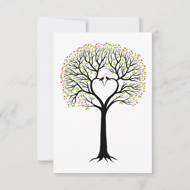 Arbre d'amour avec branches de cœur, oiseaux et cœ (Devant)