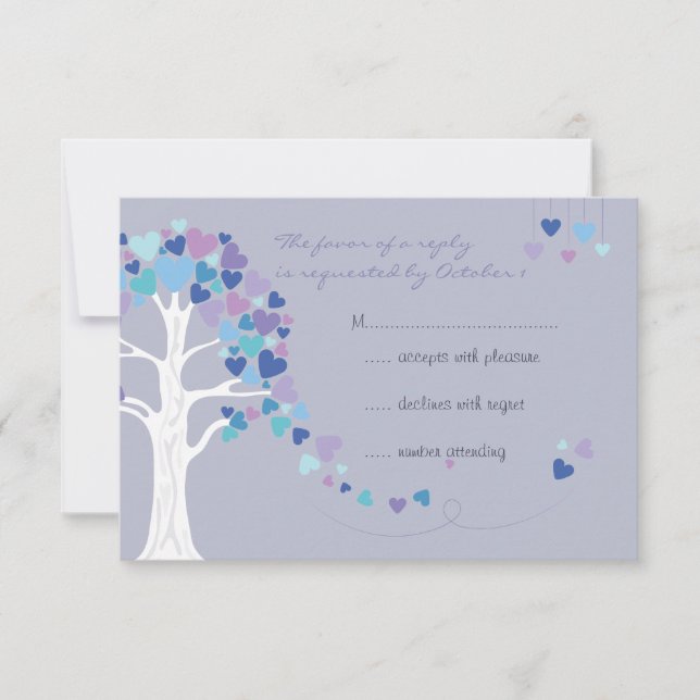 Arbre d'amour coeurs Mariage d'hiver RSVP (Devant)