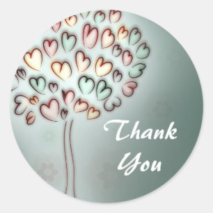 arbre d'amour du coeur merci autocollant