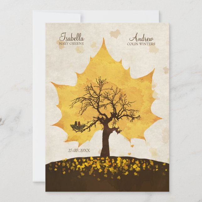 Arbre d'amour - Invitation au mariage d'automne (Devant)