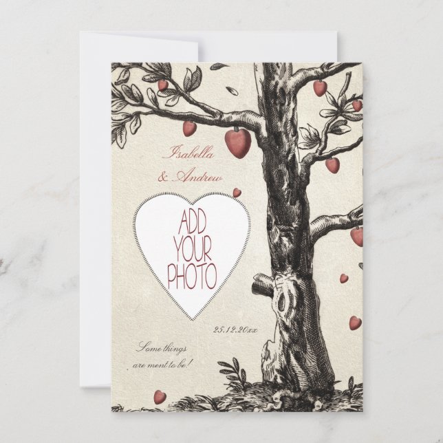 Arbre d'amour vintage - ajoutez votre invitation (Devant)