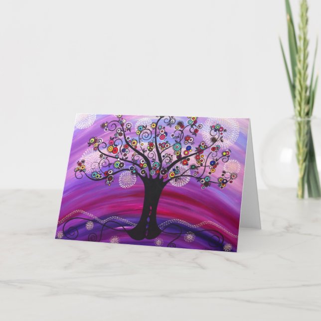 "Arbre dans" la carte de note violette par (Devant)