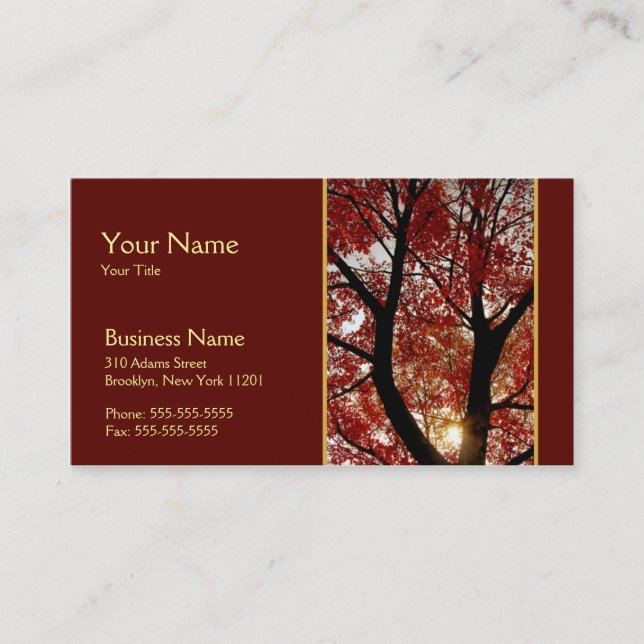 Arbre dans le carte de visite d'automne (Devant)