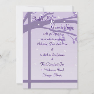 Arbre dans le faire-part de mariage de pourpre de