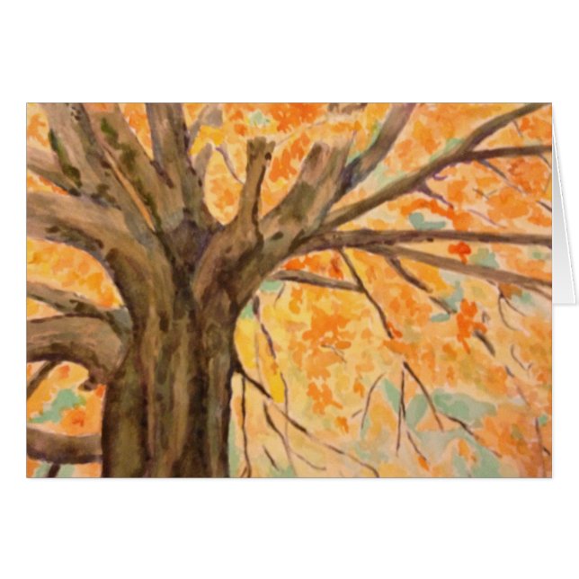 Arbre d'aquarelle dans la gloire d'automne, (Devant Horizontal)