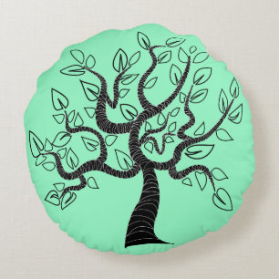 Arbre d'art turquoise Coussin arrondi
