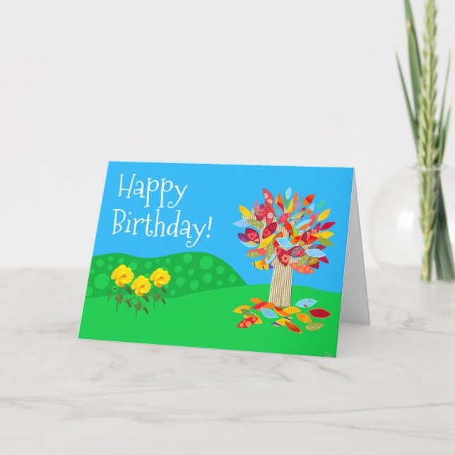Arbre d'automne 60 anniversaire carte nouvelle par (Devant)