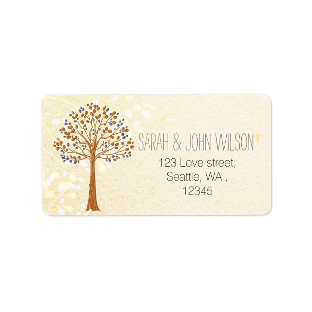 arbre d'automne, étiquette d'adresse de retour du  (Devant)