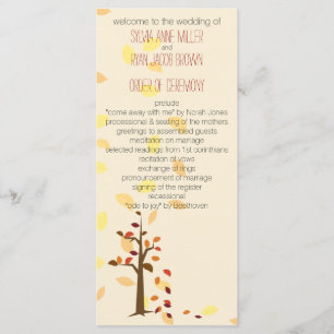 arbre d'automne, programme de mariage feuille marr