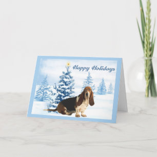 Arbre de bleu de carte de Noël de Basset Hound