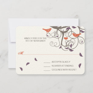 Arbre de bois de chauffe Inséparables mariage RSVP