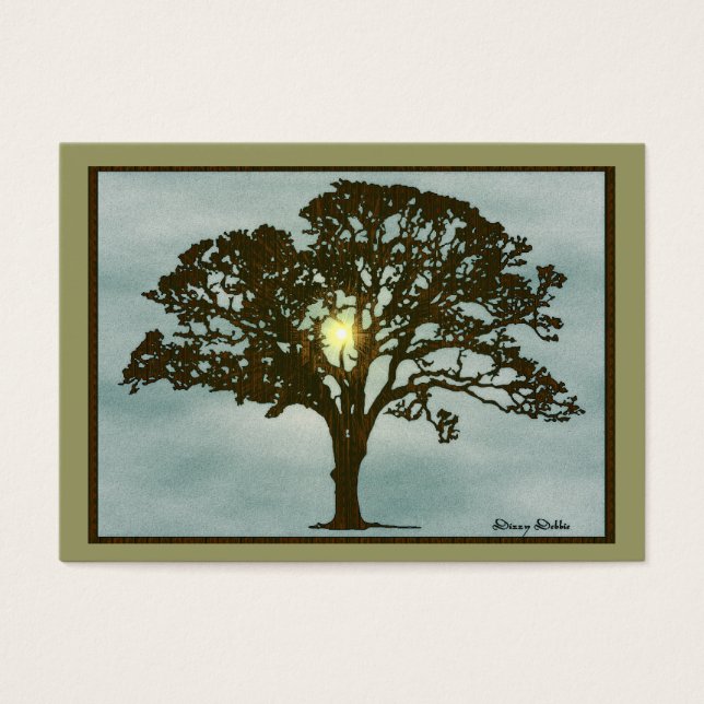 Arbre de chêne sur la carte d'art Sunset (Devant)