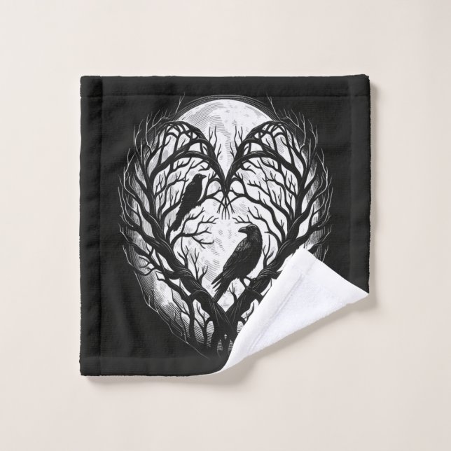 Arbre de cœur de corbeau corneille  (Gant de toilette)