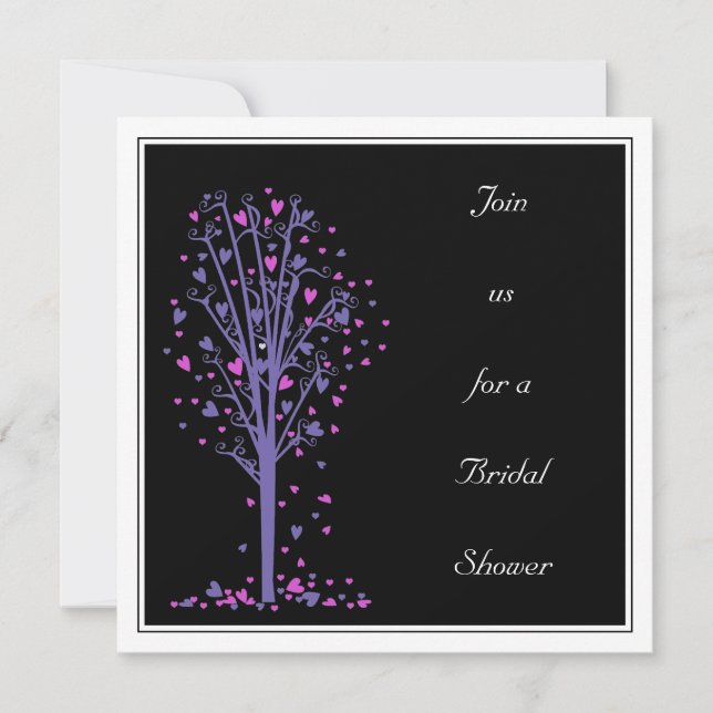 Arbre de coeur rose et mauve : Invitation à la dou (Devant)