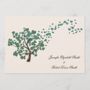 Arbre de coeur vert sur Faire-part de mariage ivoi