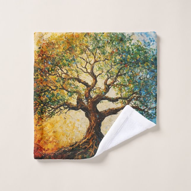 Arbre de connaissances - Peinture à l'huile (Gant de toilette)