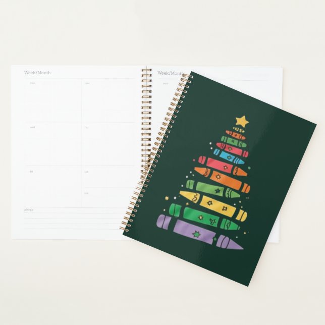 Arbre de crayon de professeur de Noël Lumières de  (Devant avec enveloppe)