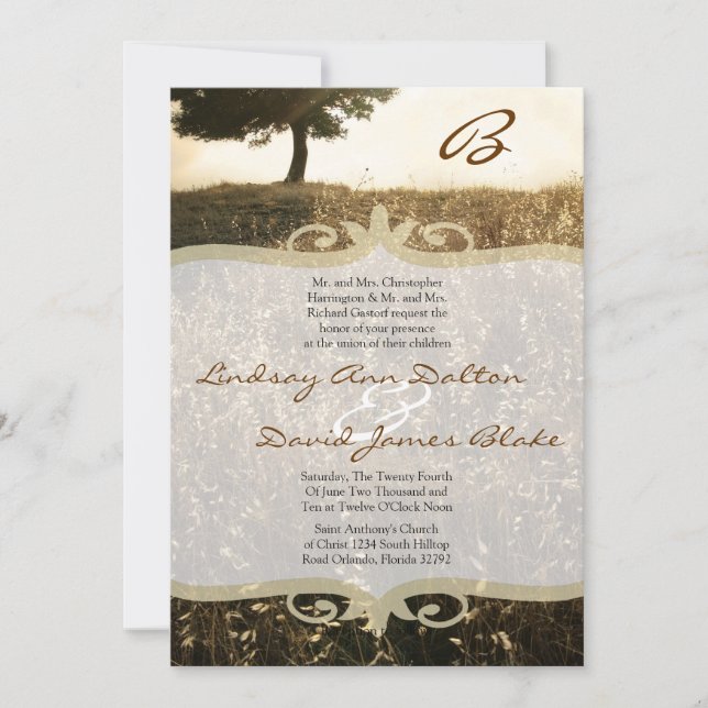 Arbre de Faire-part de mariage 5x7 et Colline du c (Devant)