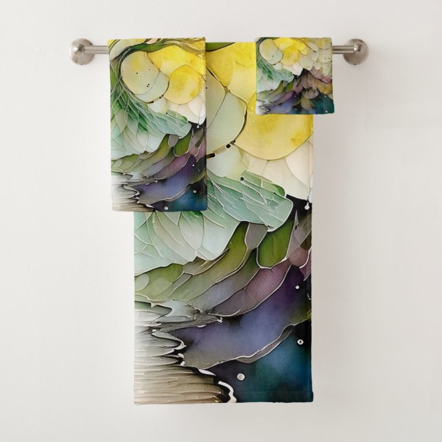 Arbre de fantaisie abstrait violet vert jaune bleu (En situation)