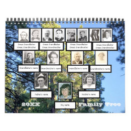 Arbre de la famille photo Douze calendrier Arrière