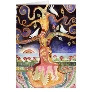 ARBRE DE LA VIE Aquarelle colombes