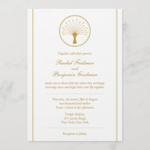 Arbre de la vie d'or - faire-part de mariage juif