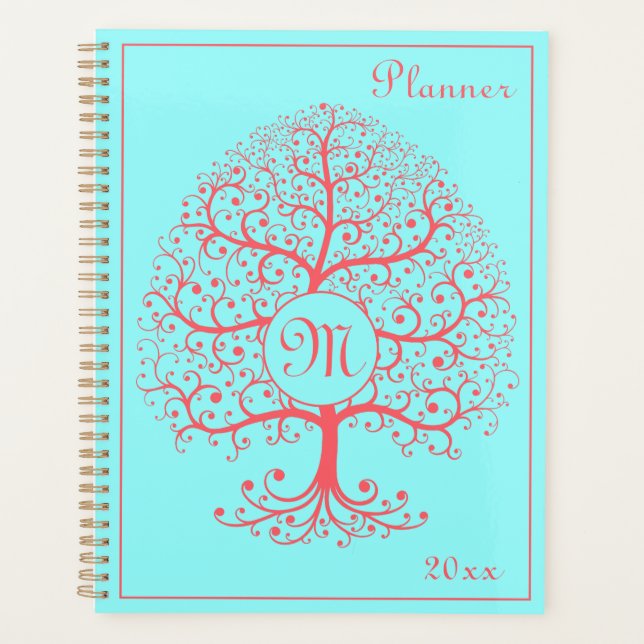Arbre de luxe de la vie Monogramme Retro Pink Past (Devant)