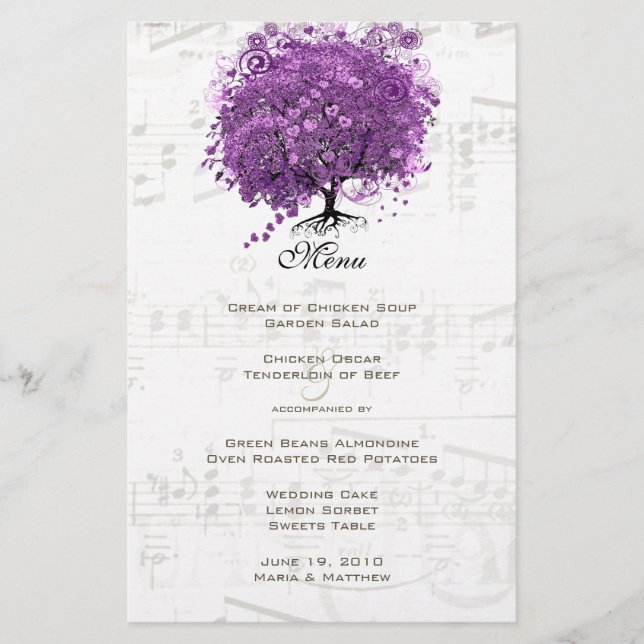 Arbre de mariage feuille cœur violet radiant (Devant)