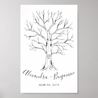 Arbre de mariage Livre d'or Dessiné à la main