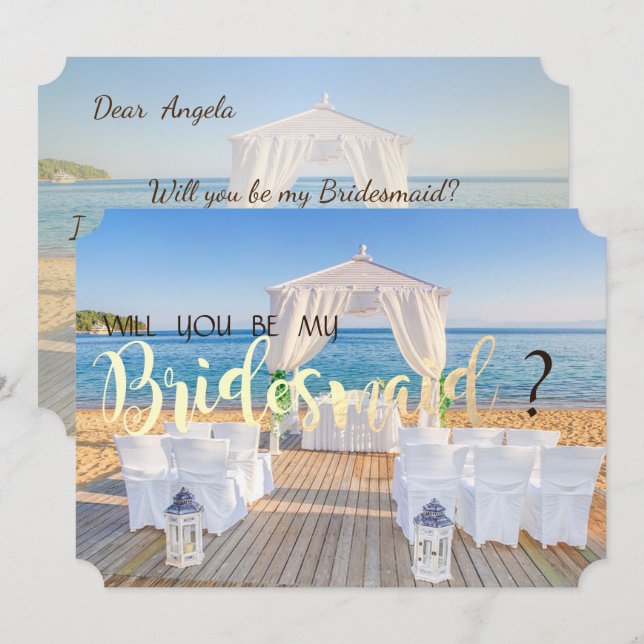 Arbre de mariage sur la plage tropicale - Carte de (Devant / Derrière)
