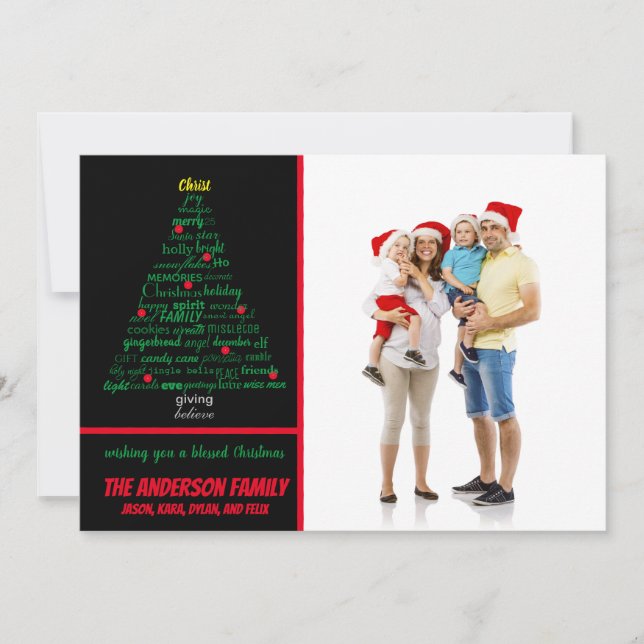 Arbre de mots de Noël -- Carte de Noël (Devant)
