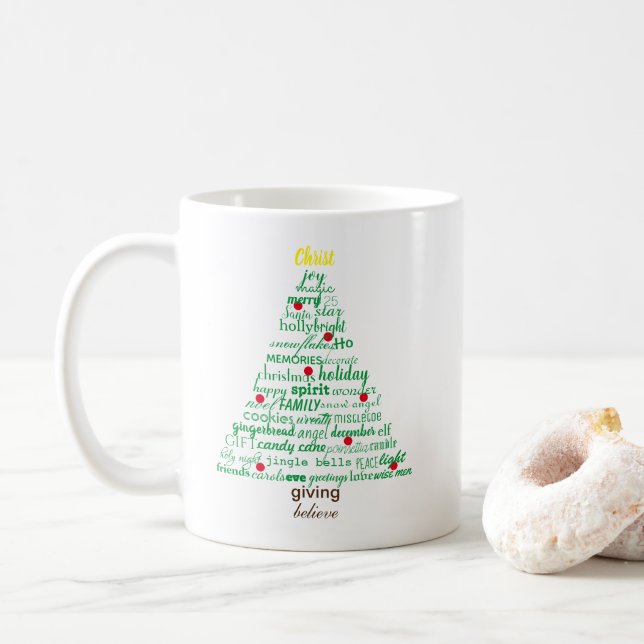 Arbre de mots de Noël - Tasse (Avec donut)